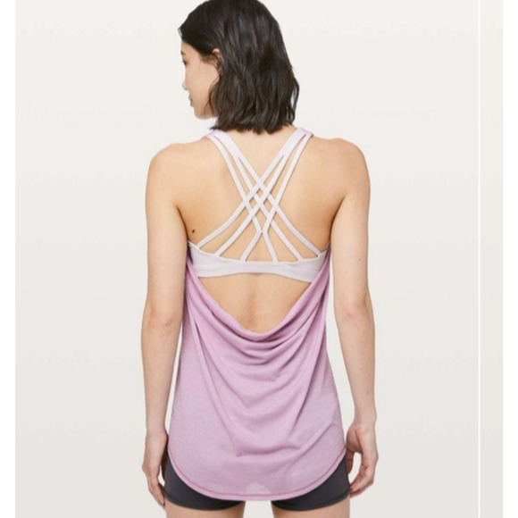 Lululemon SLAY THE STUDIO 2-In-1 Tank Heathered Purple Sz6 Yoga Top Built-In-Bra - Picture 3 of 14